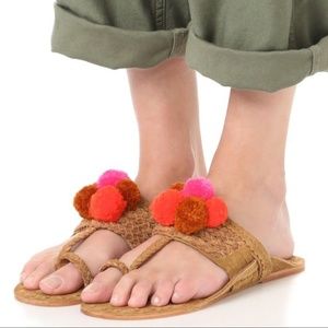 NIB [Figue] Pom-Pom Suede Sandals Size 5